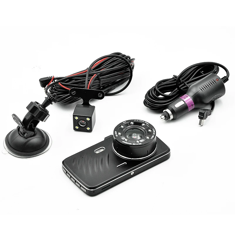 Автомобильный видеорегистратор 4 0 дюйма с двумя объективами Full HD 1080P ночного