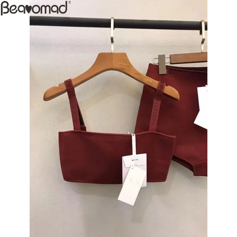 Bearomad Summer Women 2021 Fashion Beach Vacation Sexy Strapless Super-Short Coat+Slim Skinny Shorts