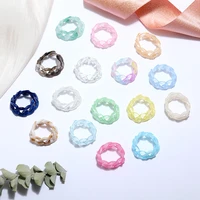 new colourful transparent resin acrylic chains finger ring bohemian geometric round rings for women jewelry travel gifts