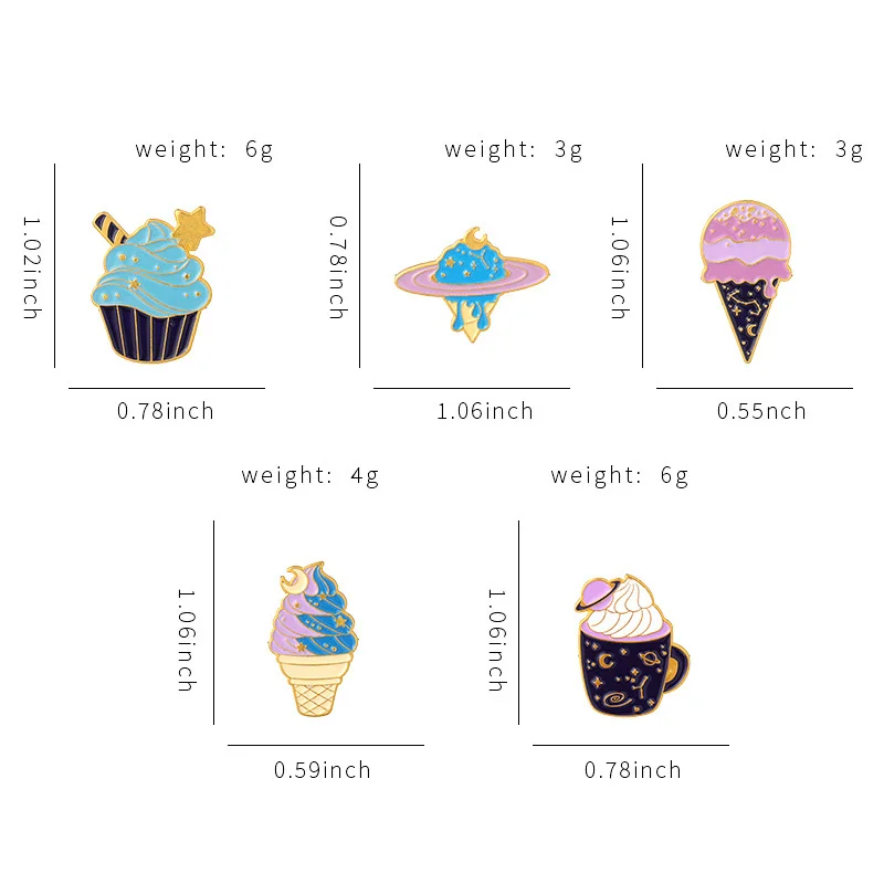 Мешок для брошей "Планета мороженого в стаканчике" для одежды, рюкзак, нашивка на лацкан, эмальная булавка, брошь с карикатурным украшением, подарок для подруги, женские аксессуары.