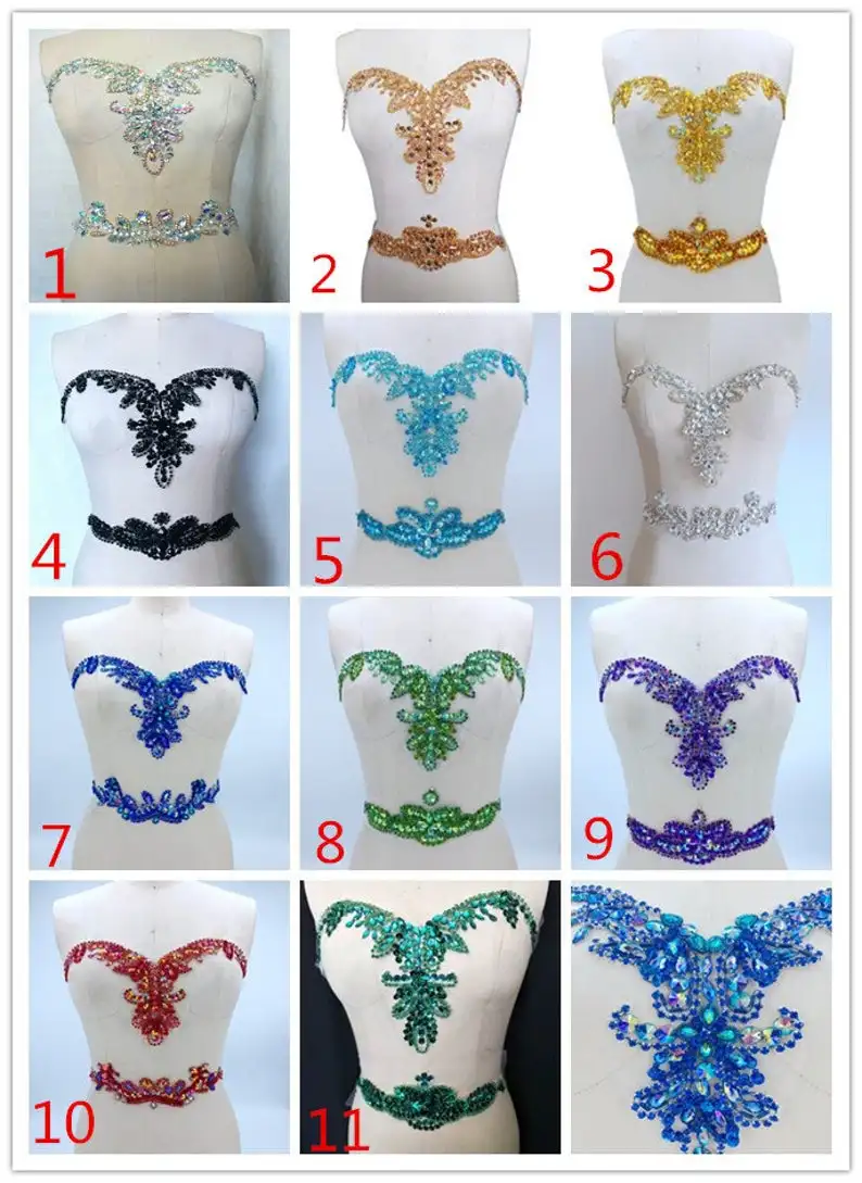 11 цветов тяжелые бусины Стразы воротник аппликация ремень свадебного платья 1