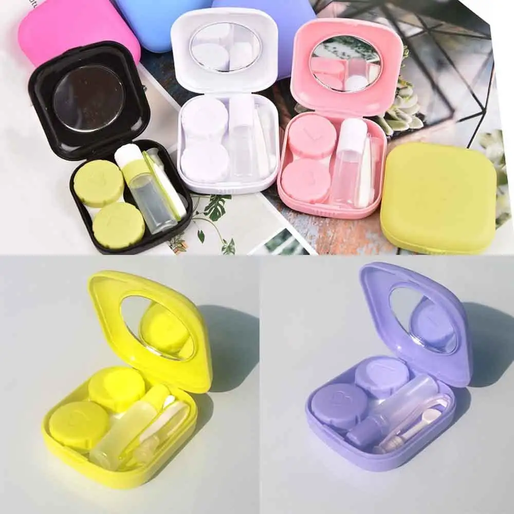 Новый квадратный мини Чехол для контактных линз с зеркалом Женская цветная