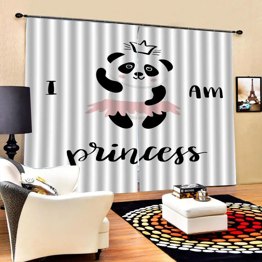 Панда шторы индивидуальный размер роскошные блэкаут 3D оконные для гостиной