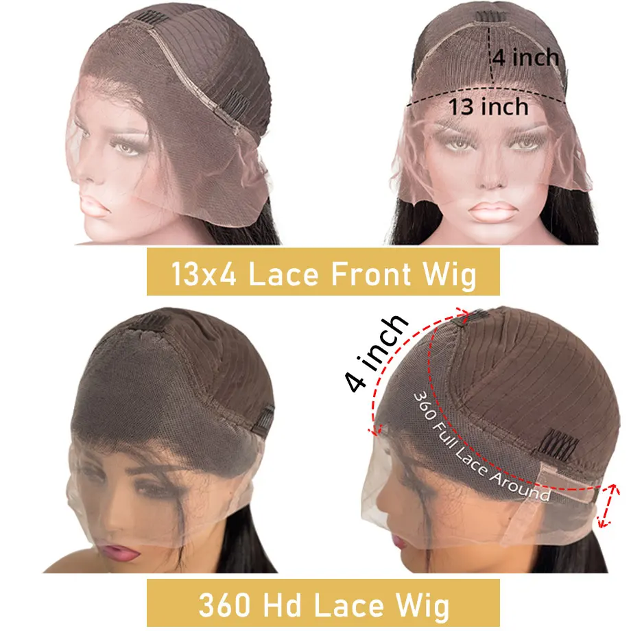 360 Lace Frontal Wig 30 32 Inch Hd Front Human Hair Wigs For Women Brazilian Pre Plucked 13x4 Straight | Шиньоны и парики