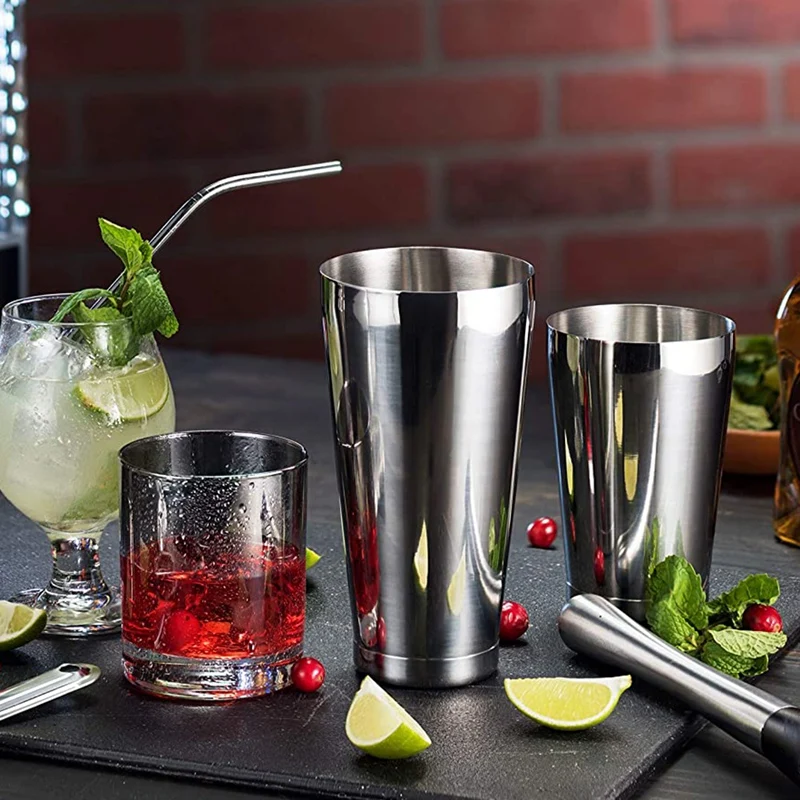 Черный Бостонский шейкер набор из нержавеющей стали для барменов выглядит как