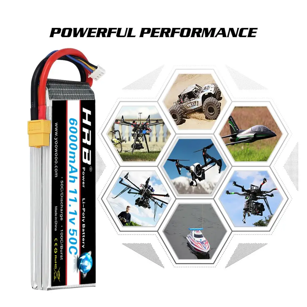 HRB 3S Lipo батарея 11 1 V 6000mah 50C с штепсельной вилкой XT60 для Traxxass автомобиля осевой scx 10