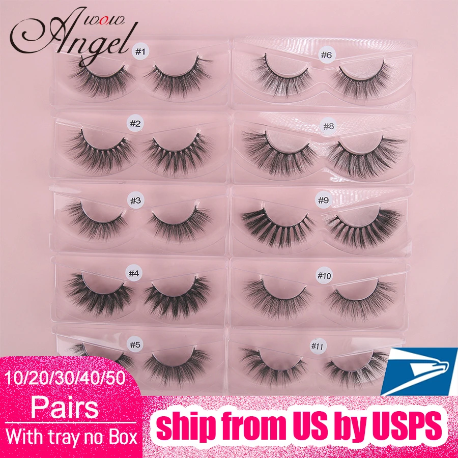 WOWANGEL ресницы 3D норковые оптом 50/100 пар ручной работы полные полоски наращивание