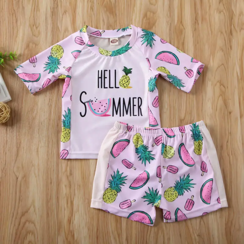 Детская пляжная одежда с защитой от солнца для маленьких девочек 2020 купальник