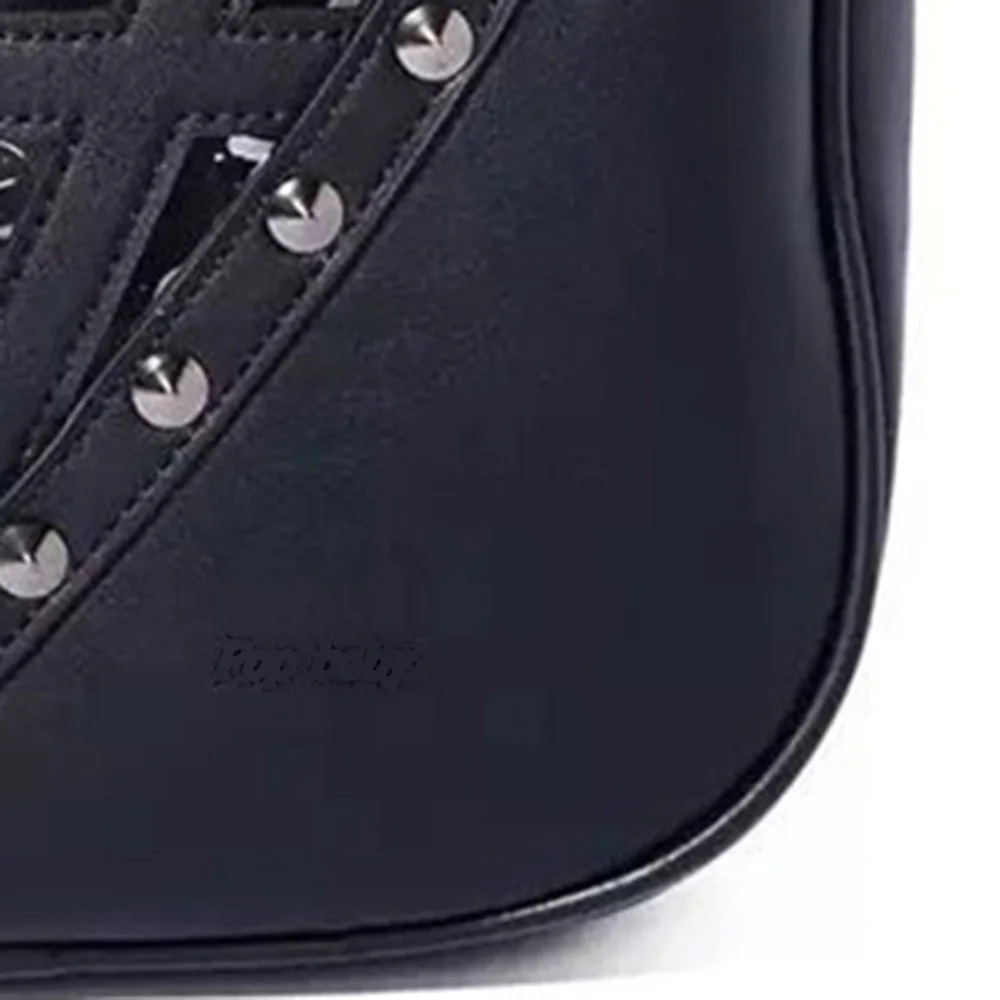 

Women PU Leather Backpack Bag Gothic Punk Pentagram Black Travel Shoulder Bags Harajuku Style Studded Goth Schoolbag