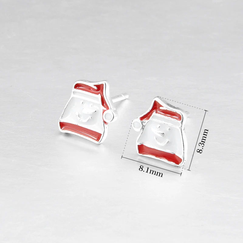 Санта Клаус красный Белый Эмаль серьги 925 стерлингового серебра серьги-гвоздики