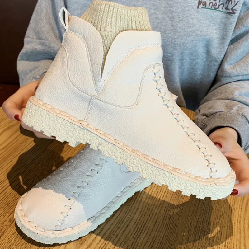 2019 Теплые зимние ботинки Для женщин удобные женские Винтаж сапоги ботильоны