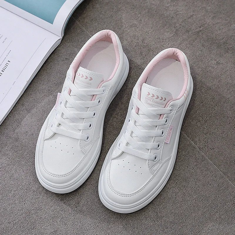 

2021 Women Sneakers Shoes Casual Vulcanize Shoes White PU Leather Walking Running Summer Platform Shoes Woman Female Shoes