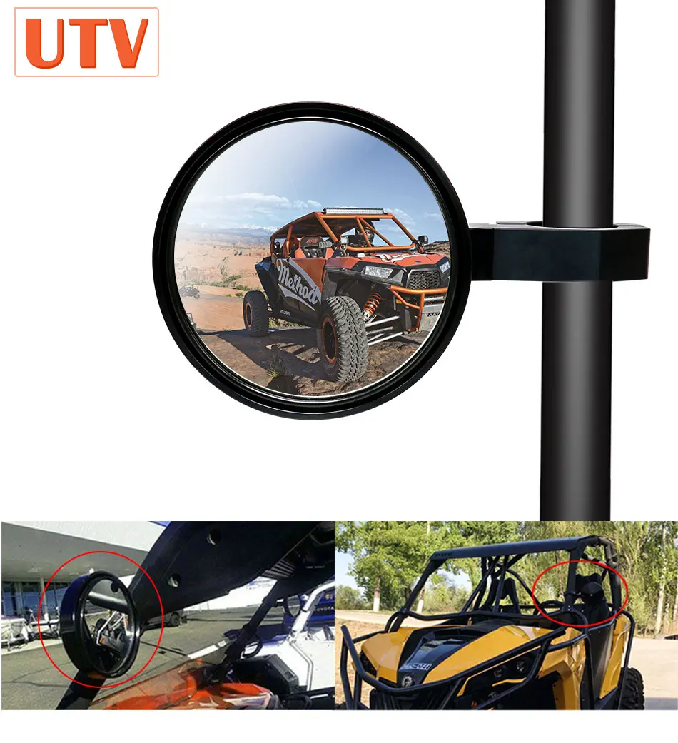 Alconstar-UTV регулируемые боковые зеркала заднего вида зеркала широкое зеркало 1,7" рулонный зажим UTV зеркала для Polaris Rangers RZR 900