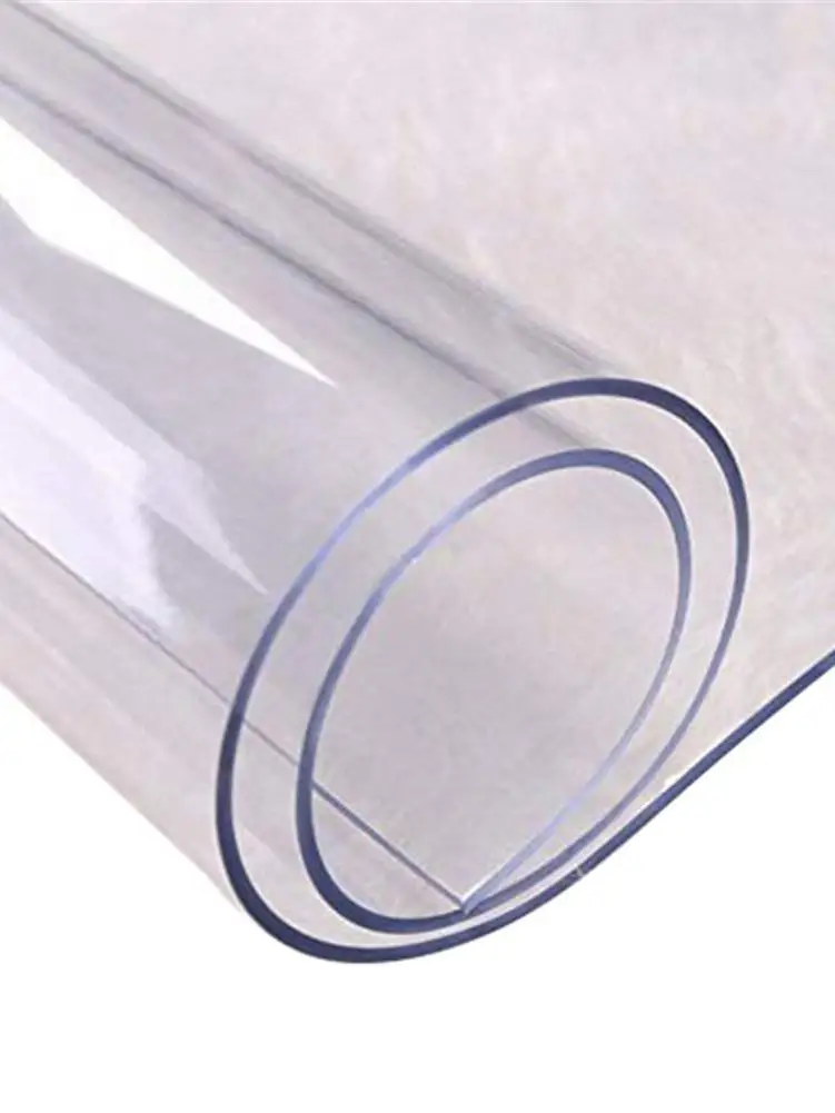 Прозрачная скатерть из ПВХ водостойкая круглая маслостойкая кухонная с узором