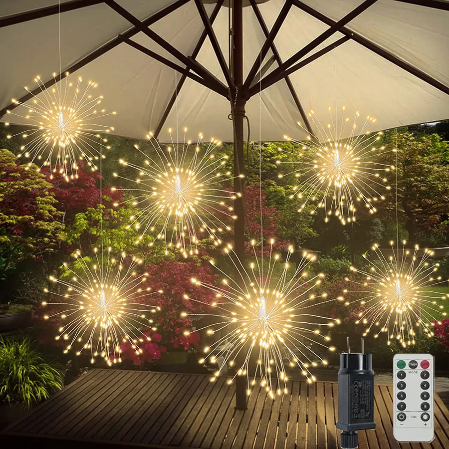

Firework Light 120/600LED Copper Wire Starburst Light 8 Mode Fairy Twinkle String LED Light with Remote Waterproof Hanging Light