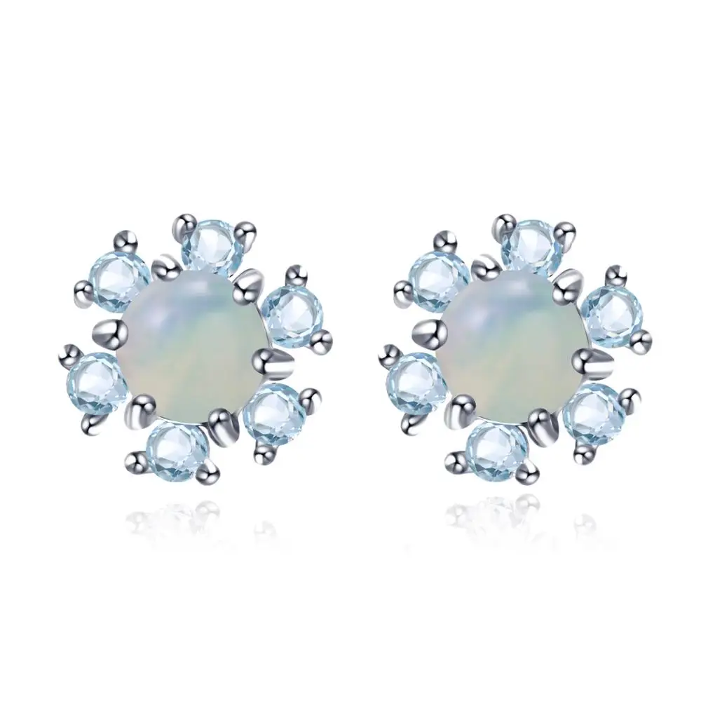 Женские серьги гвоздики из серебра 925 пробы с натуральным африканским