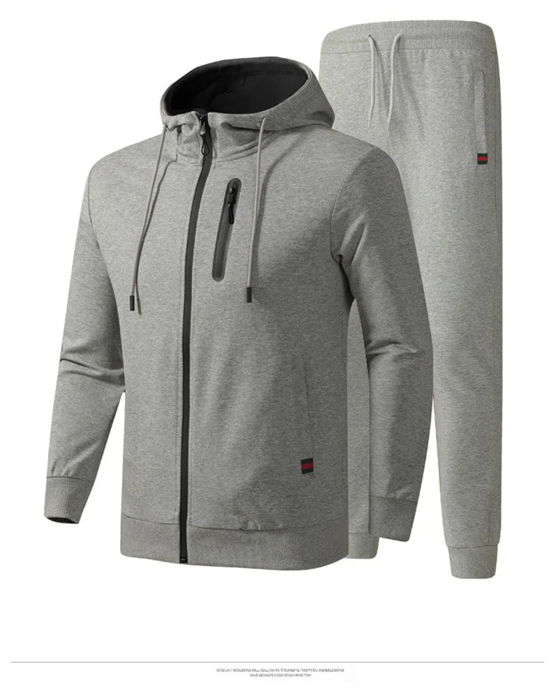

Men's Tracksuit Spring Autumn Cotton Sportswear Jogging Suits Male Casual Hooded Sweatshirt+Pants Two Piece Sports Suits L-6XL 2