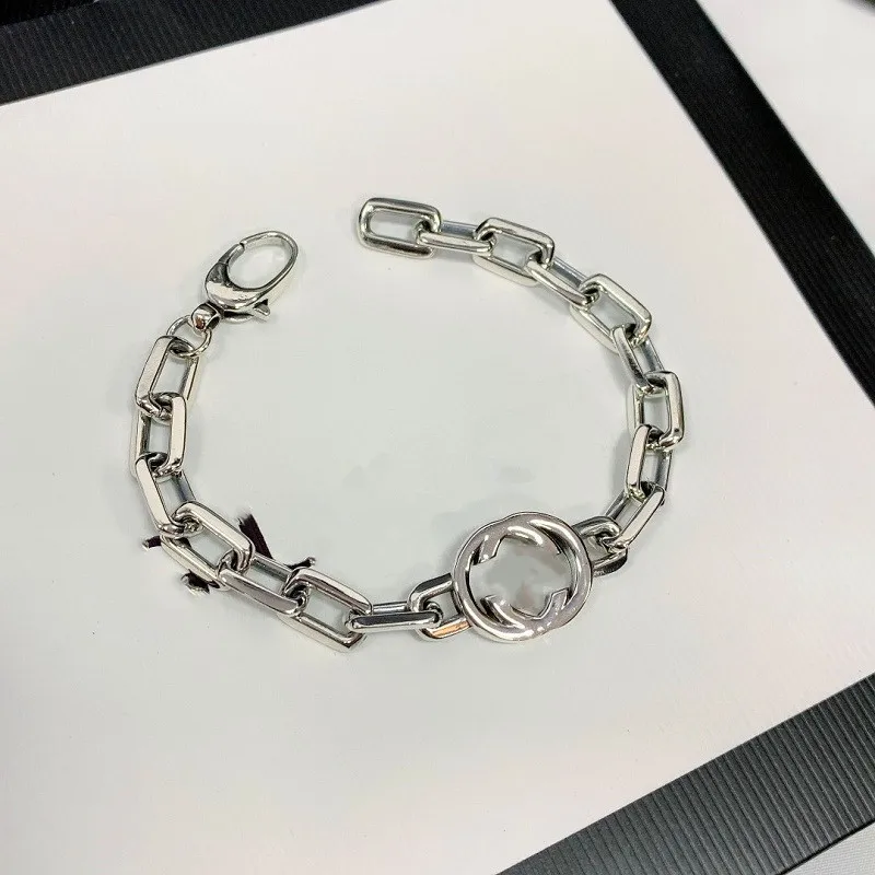

925 Sterling Silver Bracelet for men and women Big double G 1:1 Fashion Bracelet Christmas presents Free shipping