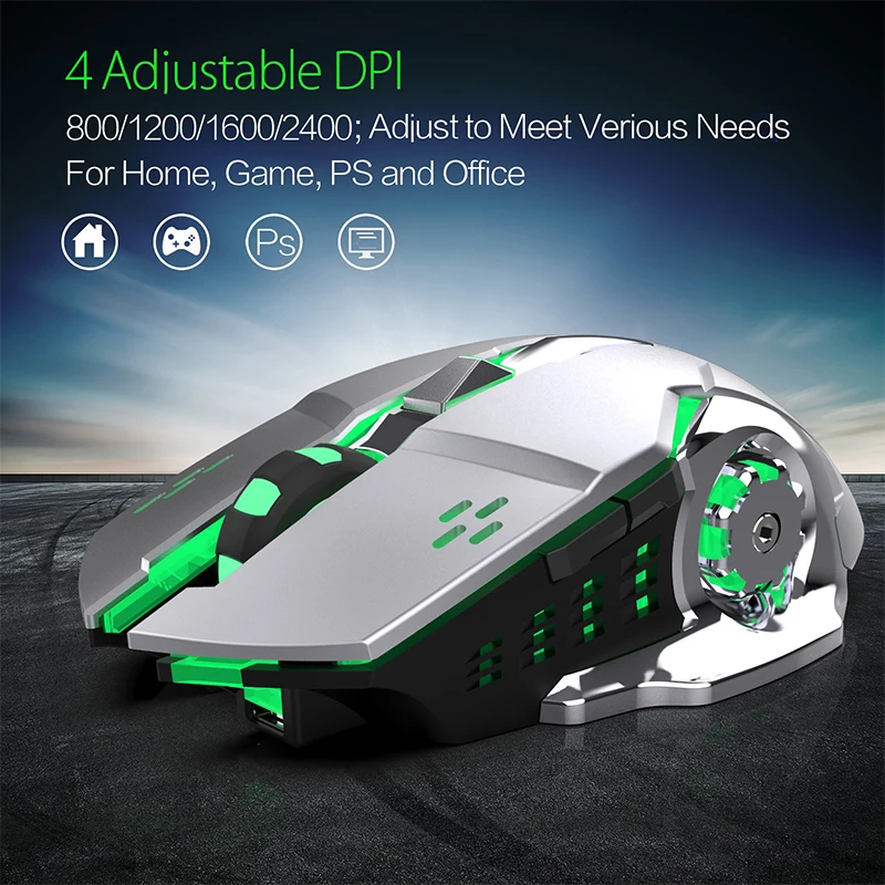 

Мышь компьютерная беспроводная Бесшумная, USB, 2400 DPI