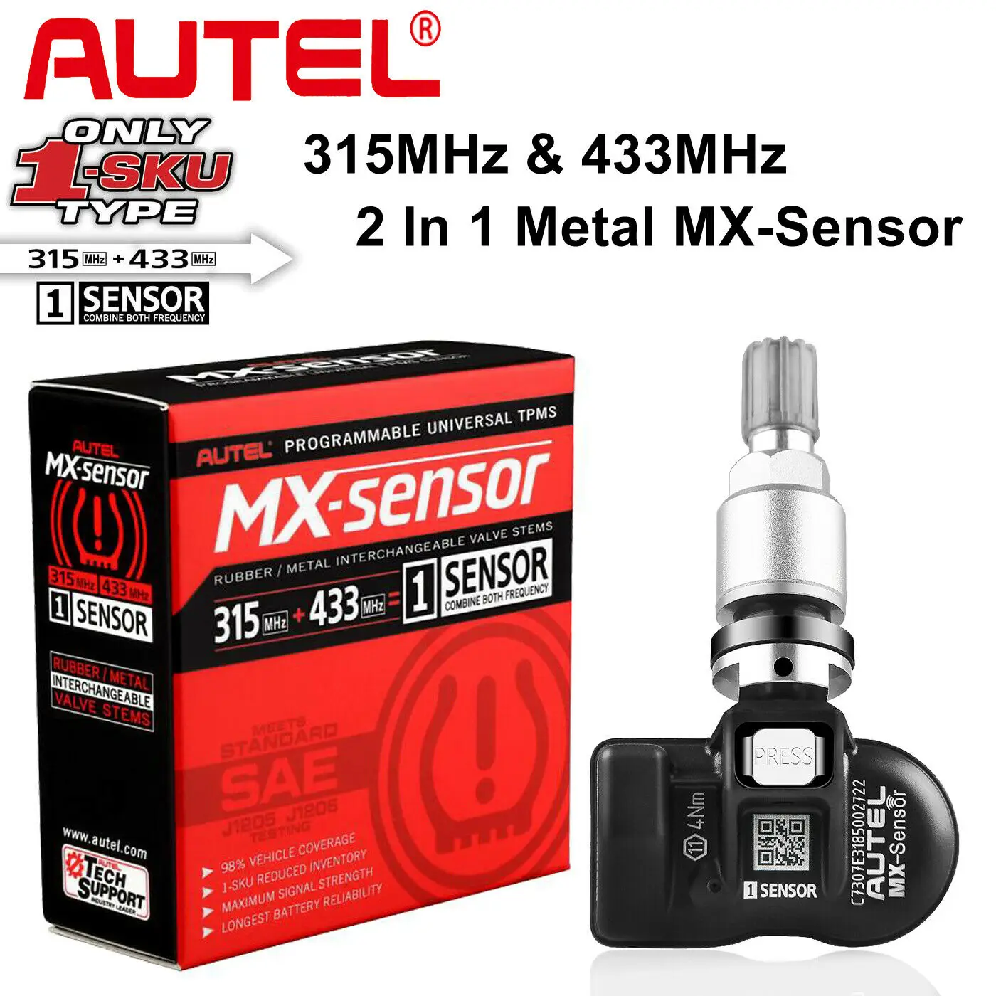 Autel TPMS Sensor MX-Sensor 2 в 1 Инструменты для ремонта шин Support Программирование с TS501 TS508