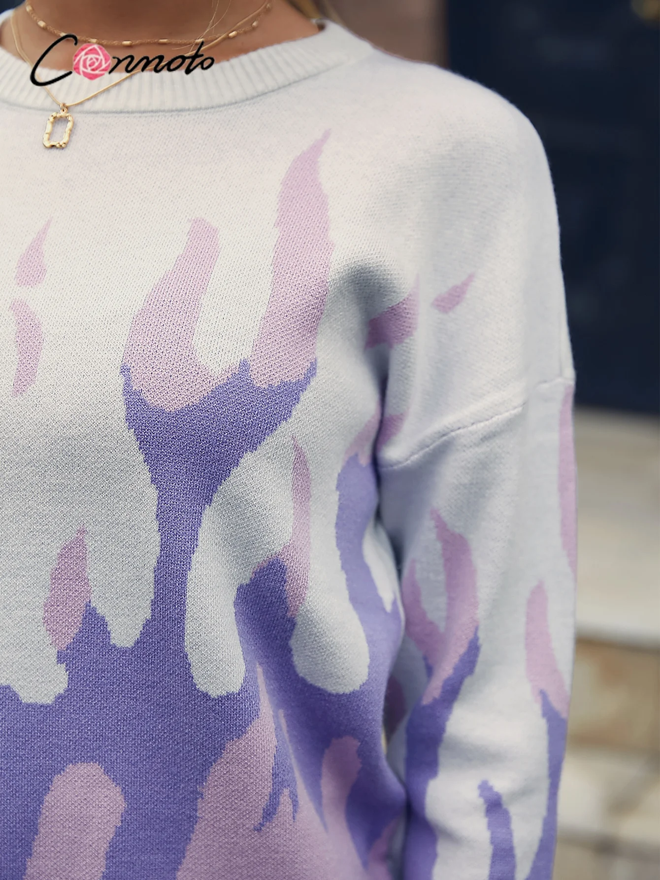 Женский трикотажный пуловер Conmoto Y2K повседневный мягкий фиолетового цвета с