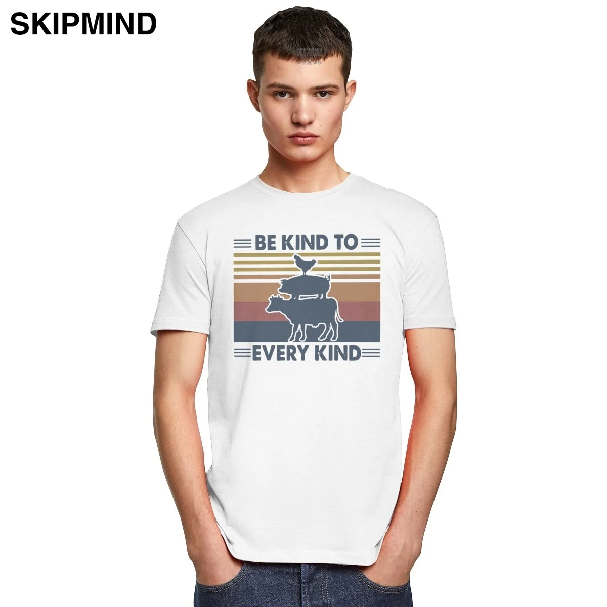 Модная быть добрым к любому человеку футболка с животным для мужчин коротким