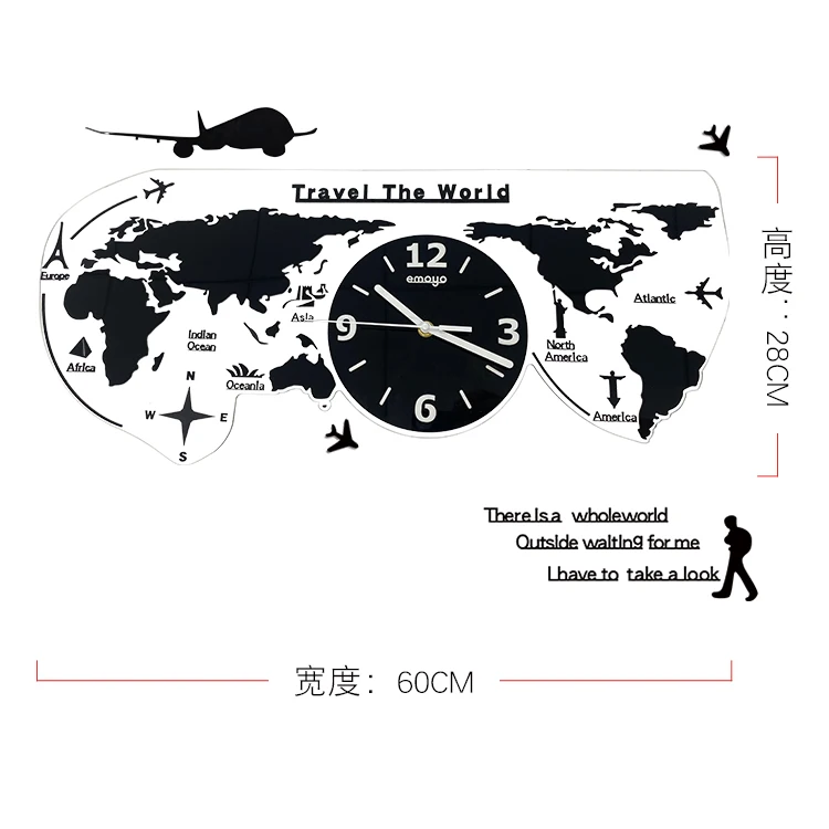 

Luxury Nordic World Map Wall Clock Modern Design Mute Wall Clocks Home Decor Silent 3d Watch Living Room Decoration Gift Ideas