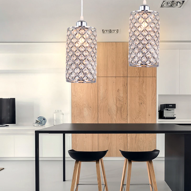 Хромированная светодиодная Хрустальная Подвесная лампа s современный