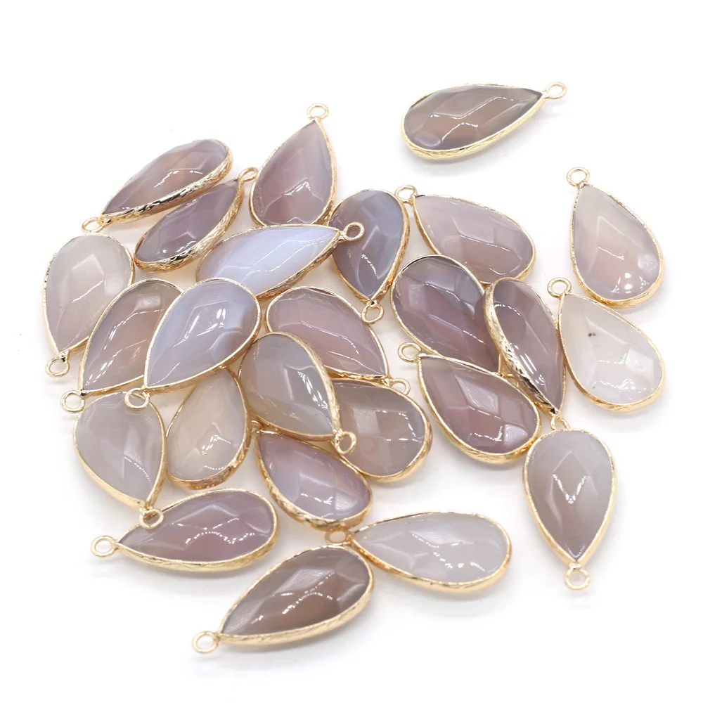 

2pcs Natural Stone Pendants Charms Grey Agates Water Drop Shape for DIY Jewelry Making DIY Fit Necklaces Earrings Size 15x30mm