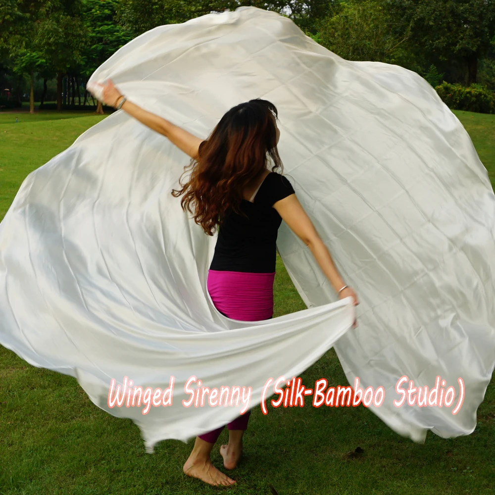 Однотонная белая полукруглая шелковая вуаль для танца живота 1 шт. 2 7 м * 14 (3 ярда 45