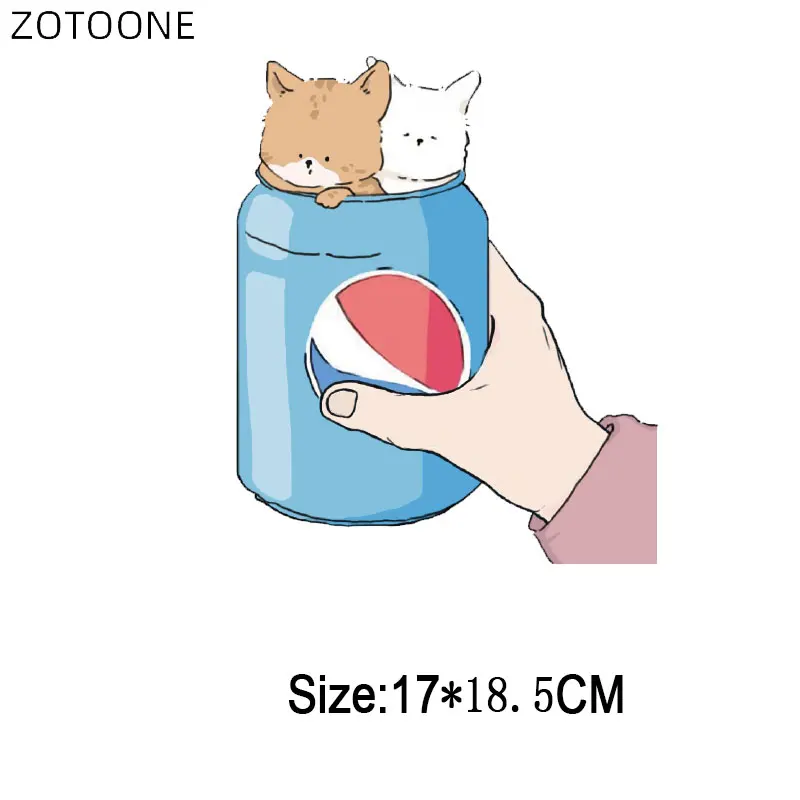 ZOTOONE Cartoon Cola Cat Patches for Clothes Iron on Heat Transfer Big Patch Kids Diy Printed Application Thermo Stickers D | Дом и сад