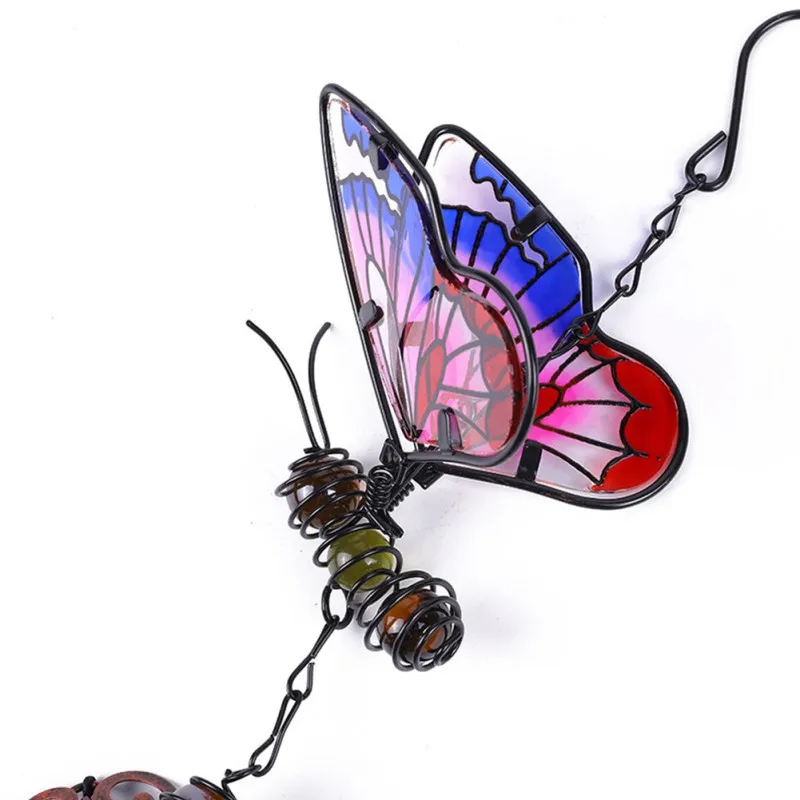 

Aluminum Tubes Wind Chimes 3D Painted Glass Butterfly Pendant Wall Hanging Ornaments Home Room Yard Garden Decoration Gift T
