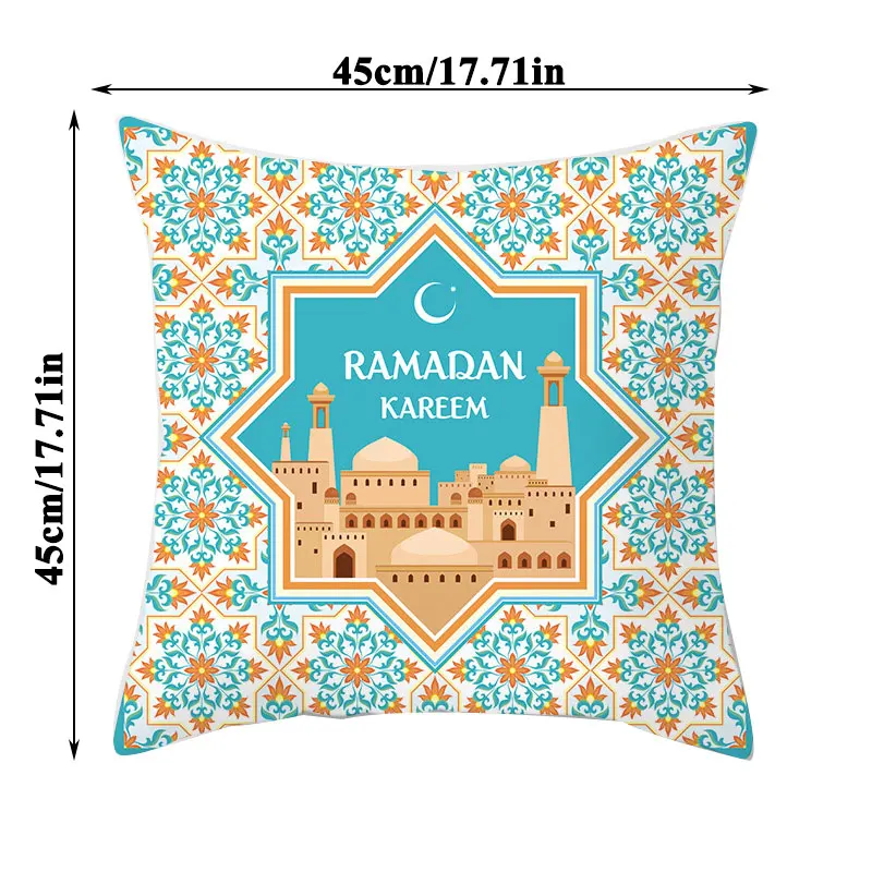 

2021 Eid Mubarak Decorations Muslim Ramadan Pillowcase Cushion Cover Moon Star Pillow Cover Home Party Decoration