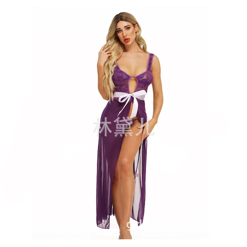 

JIMIKO 2021 new woman lace lingerie see-through nightdress strap sexy lingerie porno long nightdress outfit Erotic Serve Costume