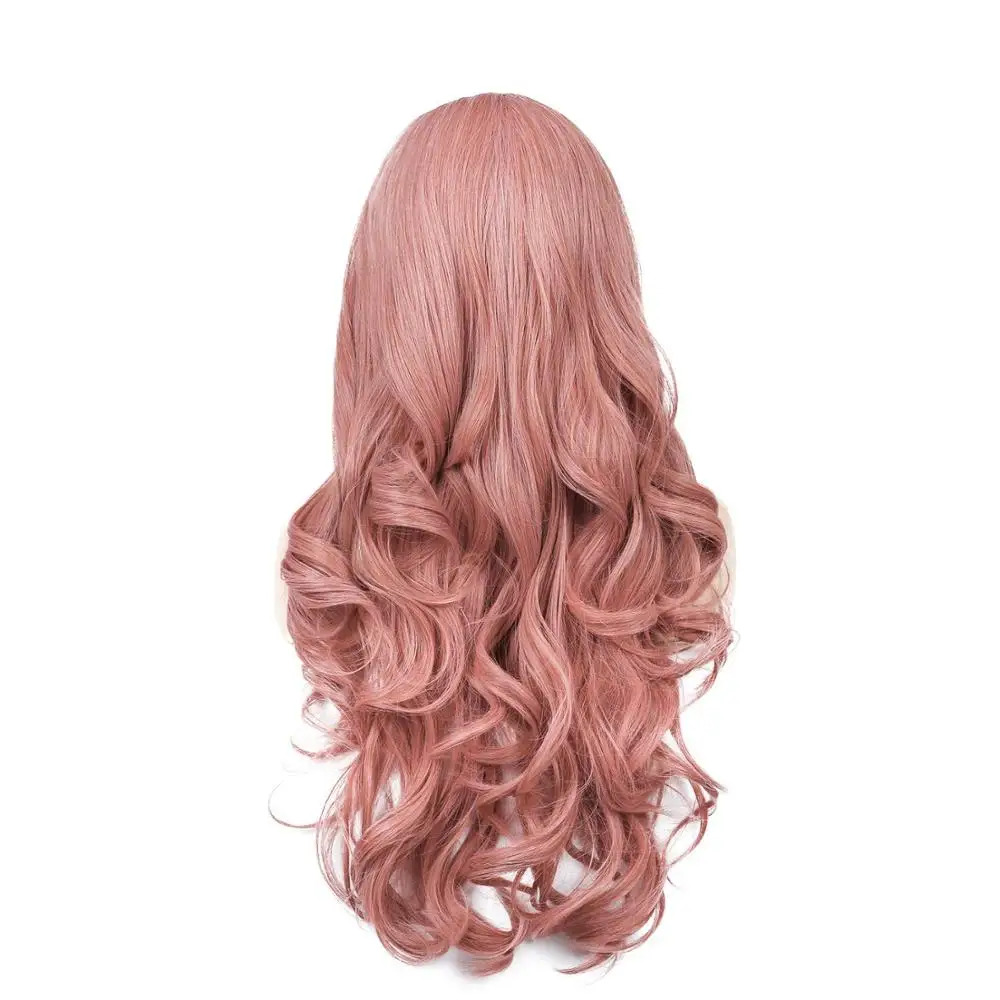 13x4 темно розовый парик на сетке спереди длинный волнистый синтетический