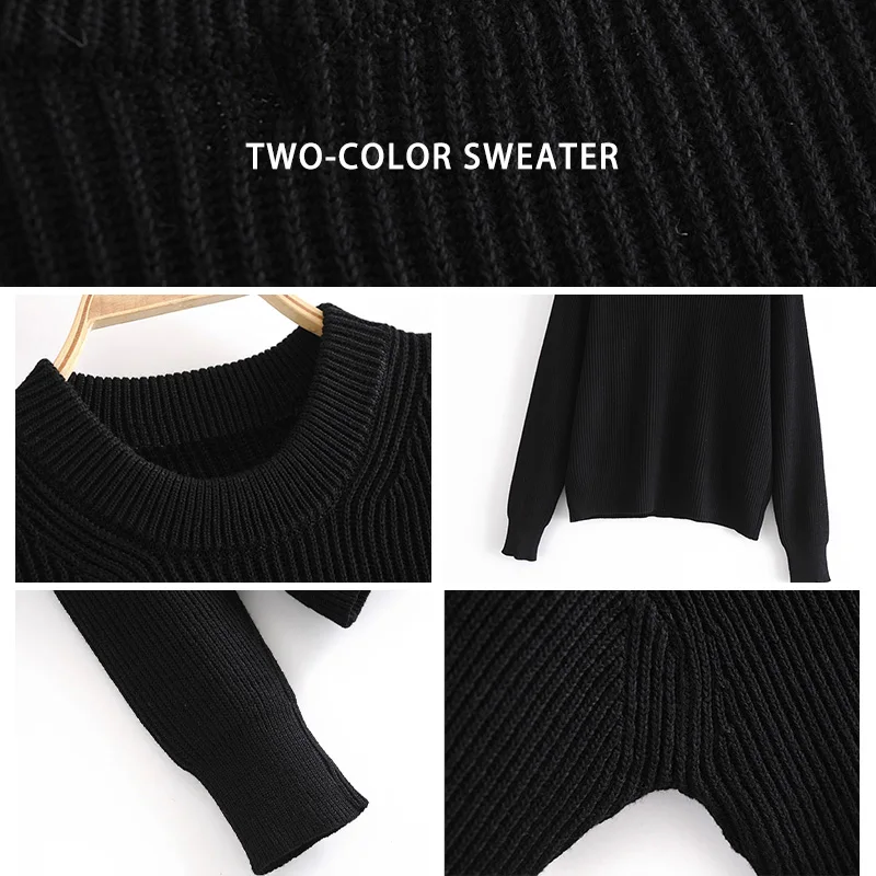 

Clothcover Autumn Winter Knit Sweater Round Neck Sweater Pullover With Long Sleeves Female Casual Women's 2021 New Chic Tops