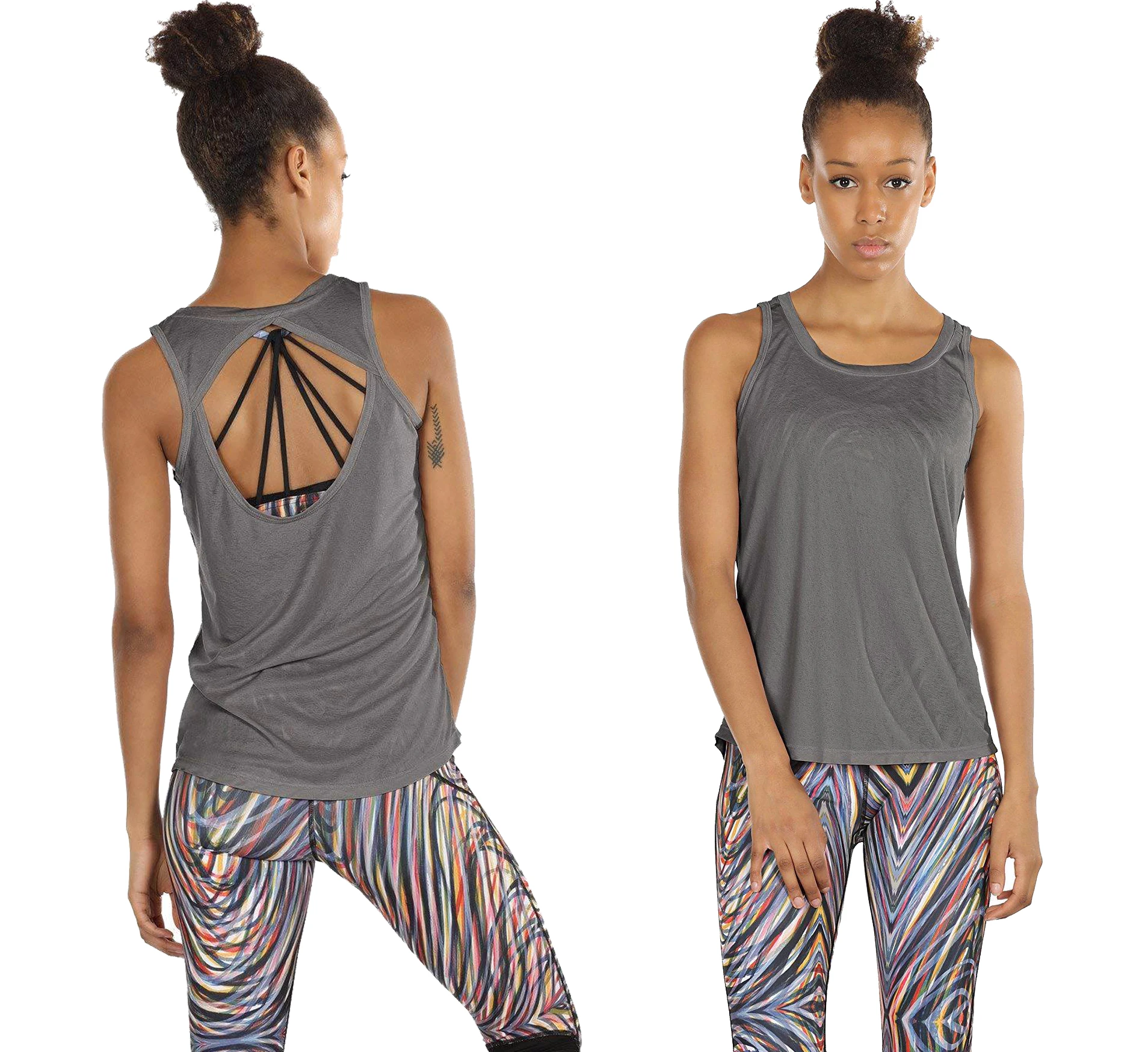 

Women Yoga Sports Tops Bra Vest- Activewear Workout Clothes Open Back Fitness Racerback Tank (2pcs)Quick Dry Slim Fit