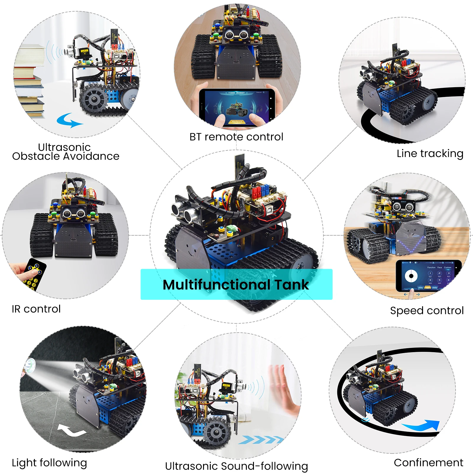 New Keyestudio Mini Smart Tank Robot V3.0 Kit For Arduino Car DIY Programmable STEM Toys Compatible With Arduino&ampMixly | Электронные