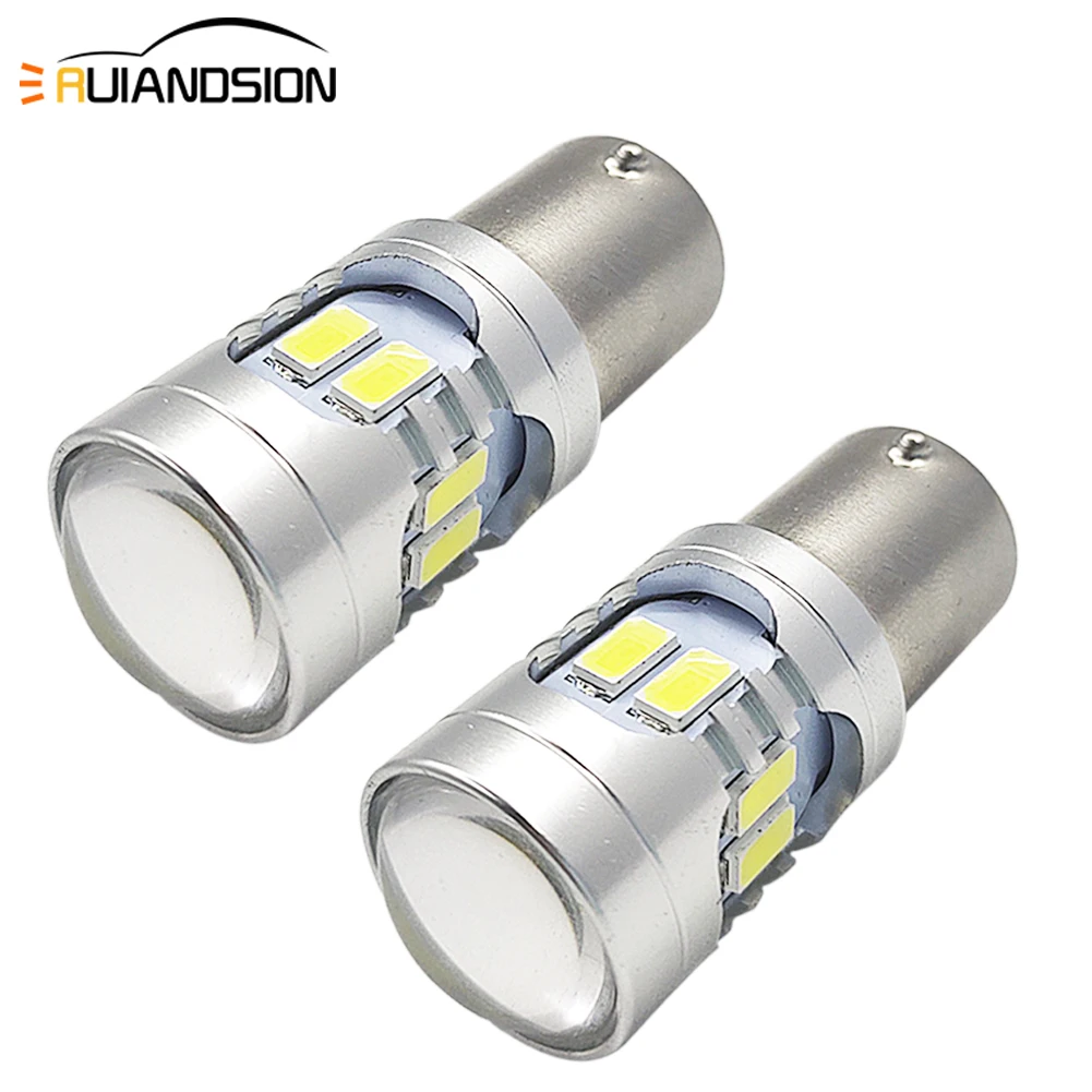

RUIANDSION 2x Car Signal Lamp P21W Bulbs Ba15s 1156 Bau15sPY21W 5730 12SMD motorcycle Led Turn Stop Light 5-24V White red yellow