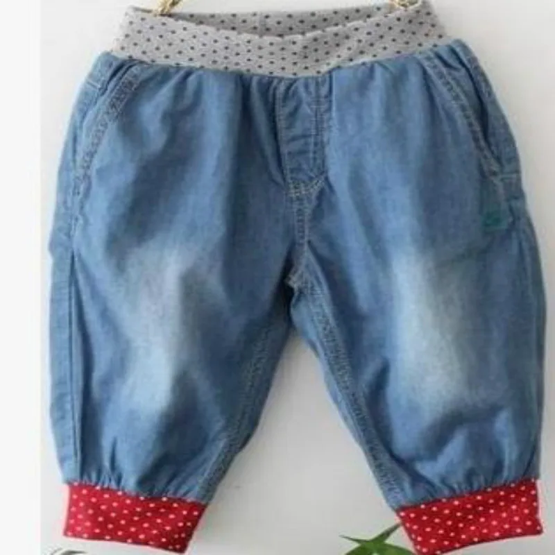

Children Summer Wash Jeans Boys Girls Seven Points Harem Pants Kids Clothes