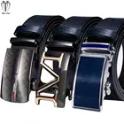 Ремень мужской из натуральной кожи, темно-синий, с автоматической пряжкой