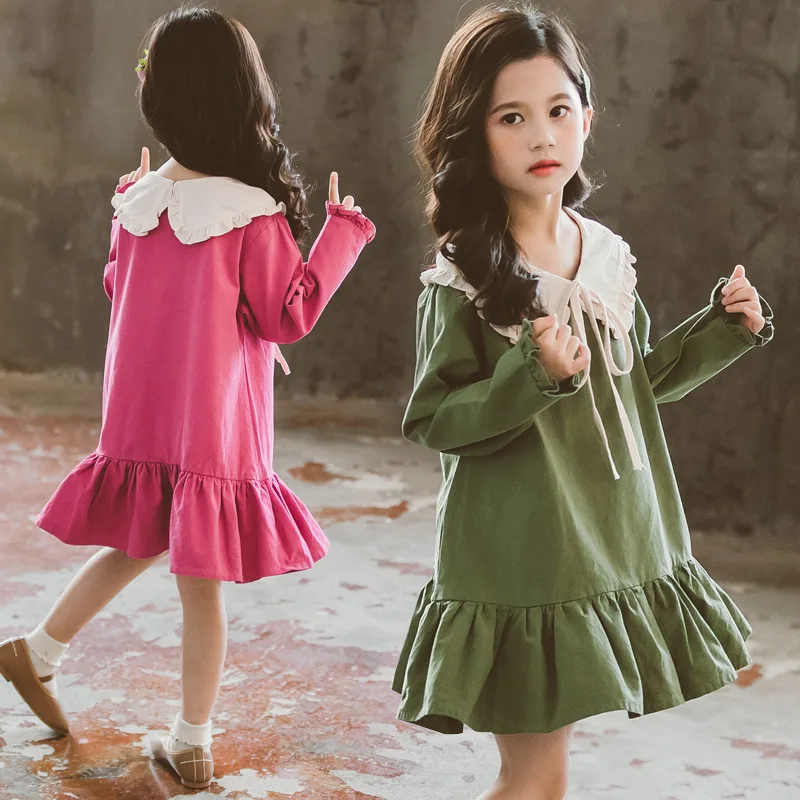 

Children Dress for Girls Cotton Princess Party Long Sleeve Dress Doll Collar Girls Autumn Dresses Kids Clothes 4 6 8 10 12 Years