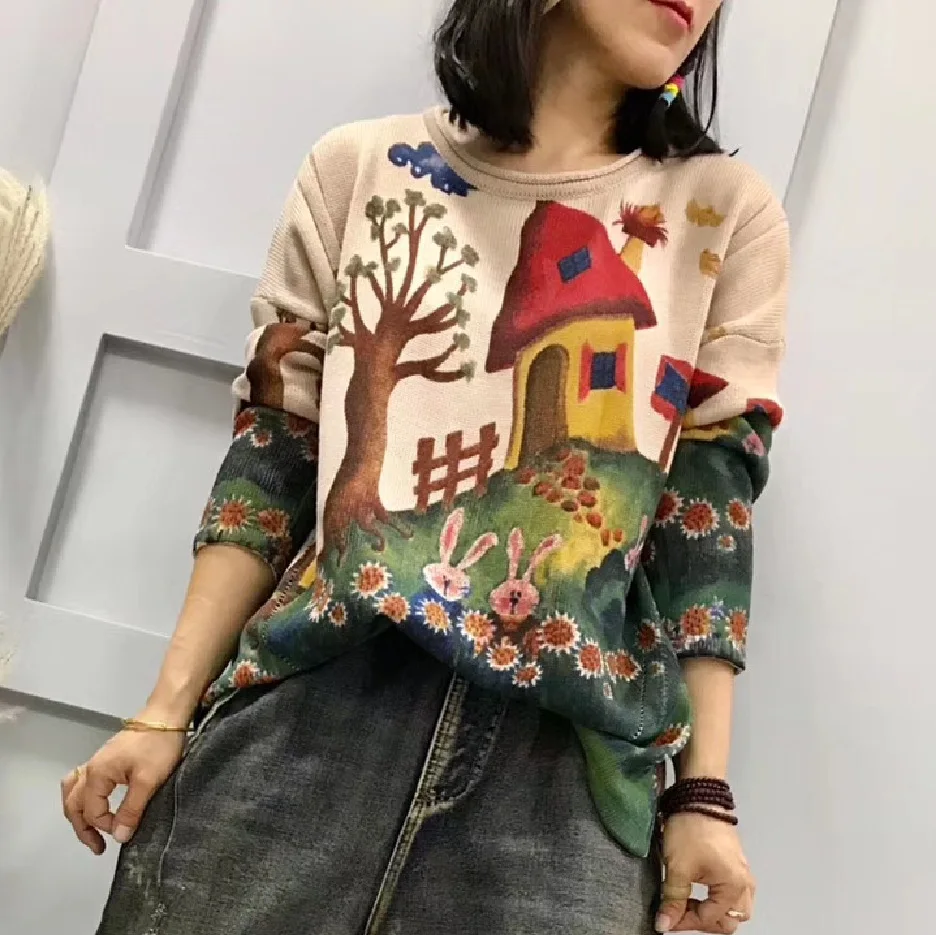 2021 Новинка осени литературный туфель с сумочкой принтом в ретро стиле круглым