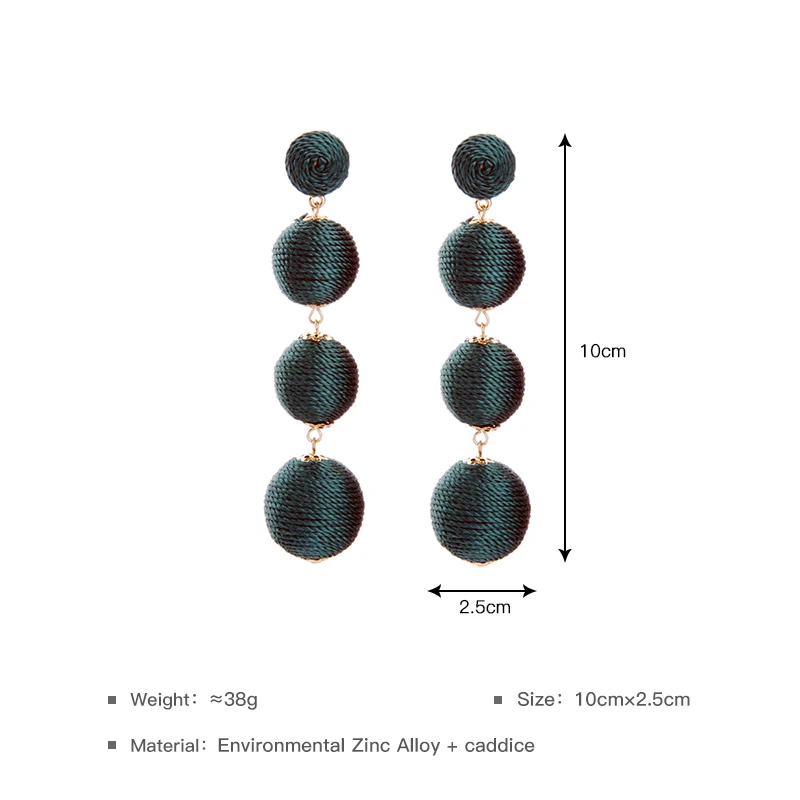 Женские Двухцветные серьги капельки Hyperbole круглые помпоны темно зеленого и