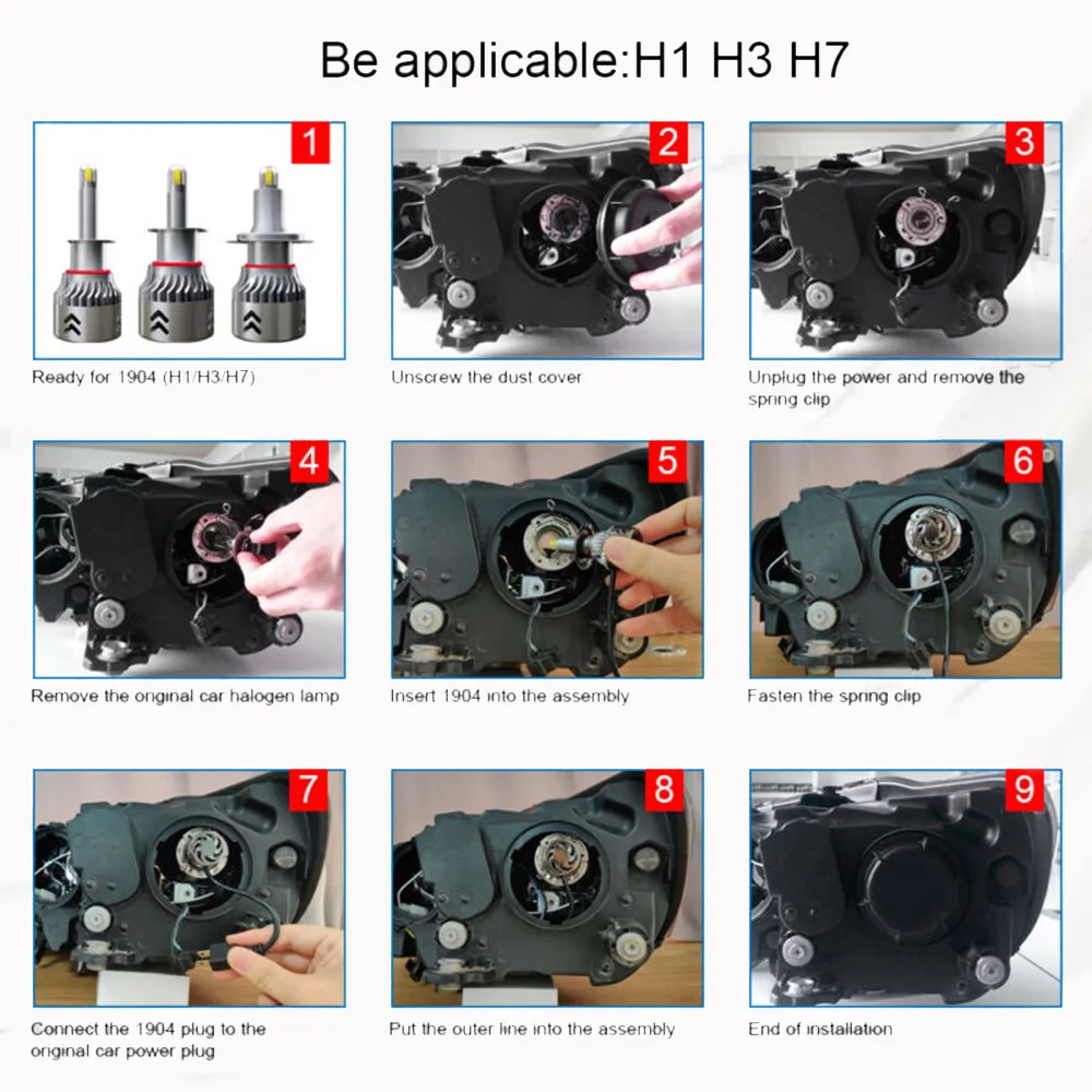 Автомобильные светодиодные лампы 110W 19600LM 360 ° 2pcs CSP H1 Super Mini 6000K | Автомобили и