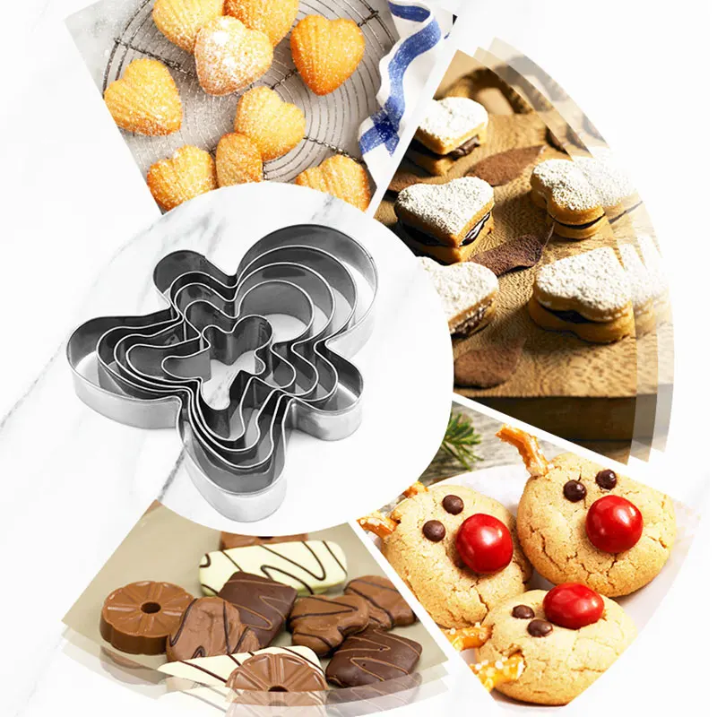Christmas Cookie Cutter Tools Stainless Steel Gingerbread Men Shaped Holiday Biscuit Mold Kitchen Cake Decorating Tool L |