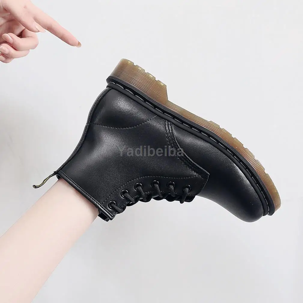 

Motocycle Boots for Women Ankle Boots Short Platform Shoes Genuine Leather Women Shoes British Punk Goth Women Boots Footwear