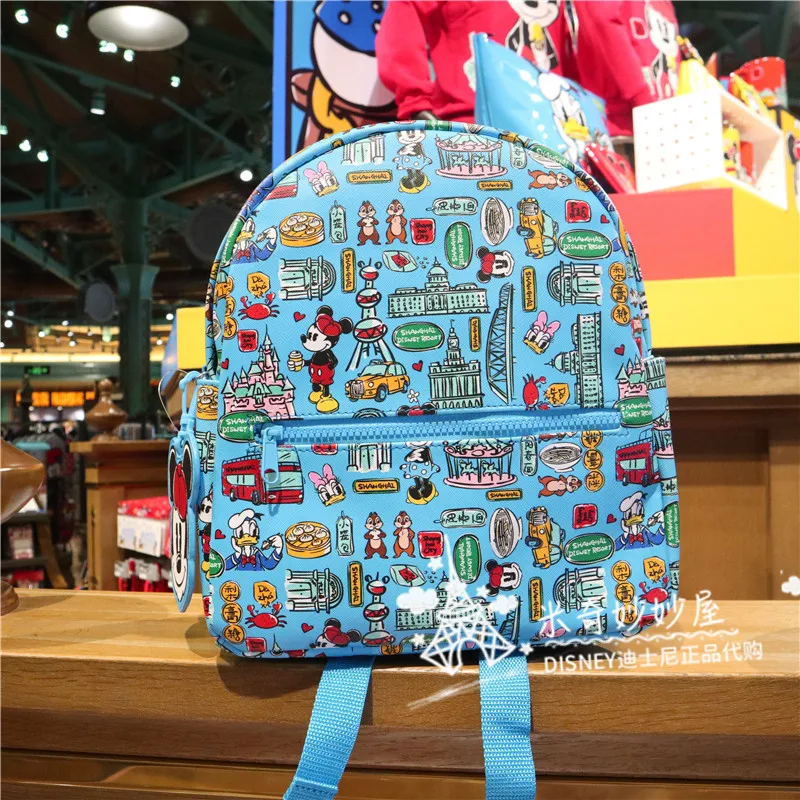 

Original Shanghai Disney Shopping Colorful Shanghai Mickey Cartoon Backpack Cute Small School Bag Leisure Travel