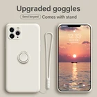 Ультратонкий Магнитный чехол из жидкого силикона для телефона iPhone 12 11 Pro SE XS max XR X 8 7 6 Plus чехол с кольцом-кронштейном