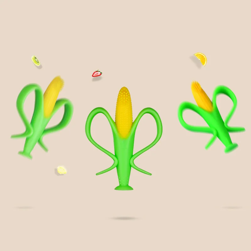 Детский силиконовый Прорезыватель учебная зубная щетка без БФА в форме кукурузы